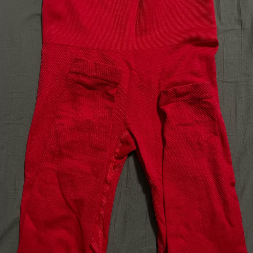 red high waisted leggings